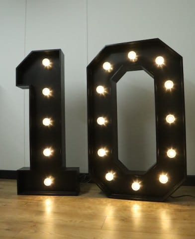 Black Light Up Numbers Hire