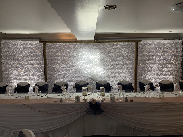 Flower Wall Backdrop With Up Lighting Hire