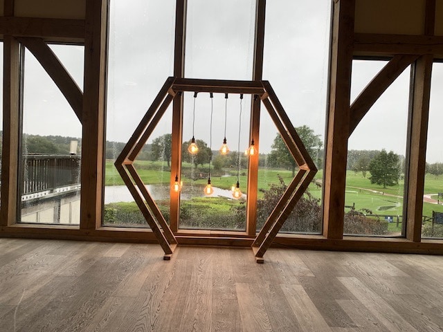 Hexagon Geometric Wedding Arbor Arch With Edison Bulbs Hire