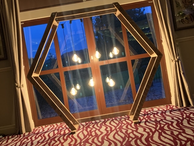 Hexagon Geometric Wedding Arbor Arch With Edison Bulbs Hire