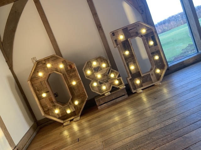 Rustic Light Up Letters Hire