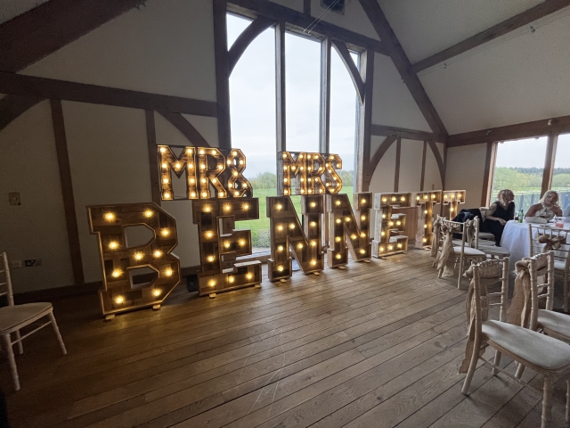 Light Up Rustic Mr & Mrs Surname
