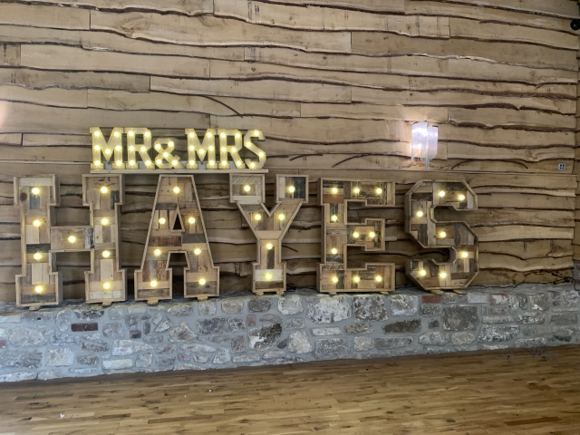 Light Up Rustic Mr & Mrs Surname