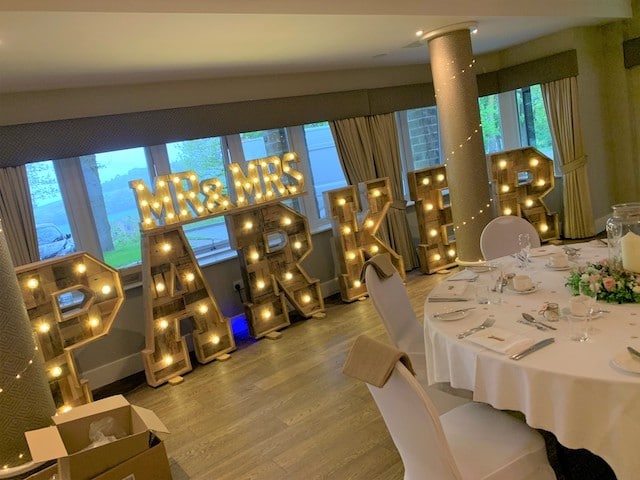 Light Up Rustic Mr & Mrs Surname