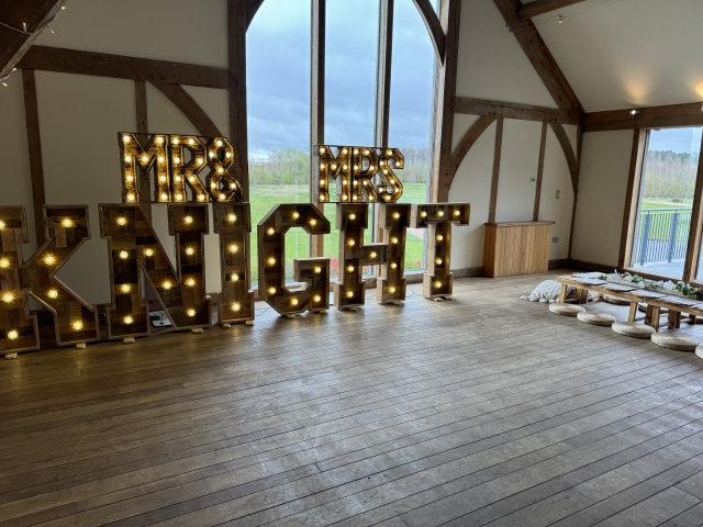 Light Up Rustic Mr & Mrs Surname