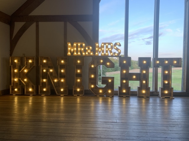 Light Up Rustic Mr & Mrs Surname