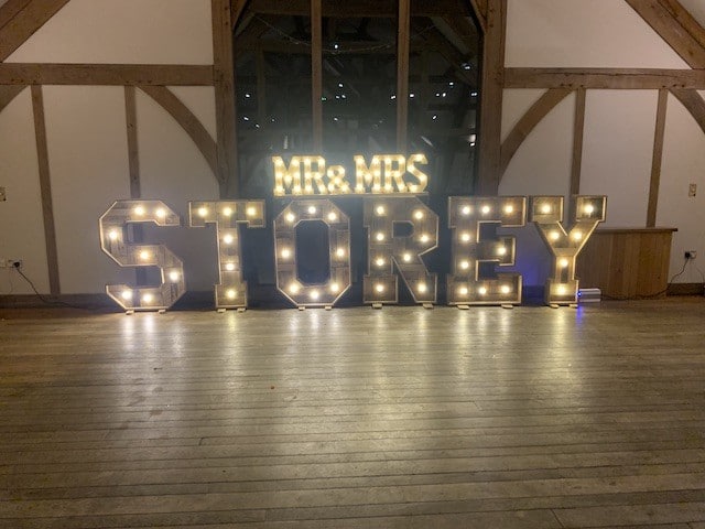 Light Up Rustic Mr & Mrs Surname