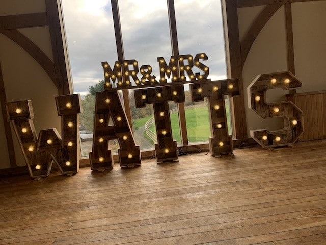 Light Up Rustic Mr & Mrs Surname