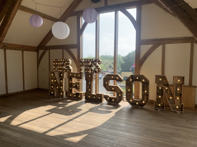 Light Up Rustic Mr & Mrs Surname