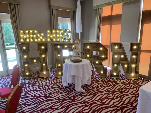 Light Up Rustic Mr & Mrs Surname