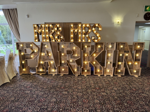 Light Up Rustic Mr & Mrs Surname