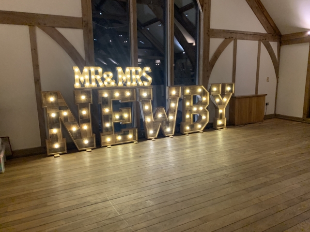 Light Up Rustic Mr & Mrs Surname