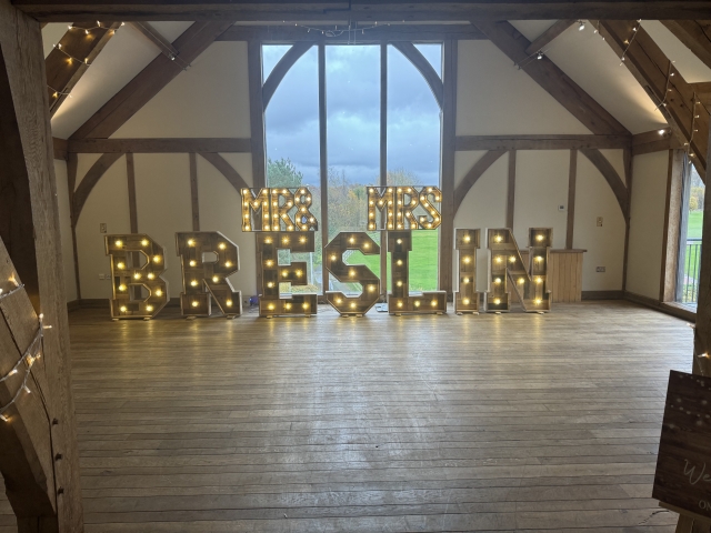 Light Up Rustic Mr & Mrs Surname