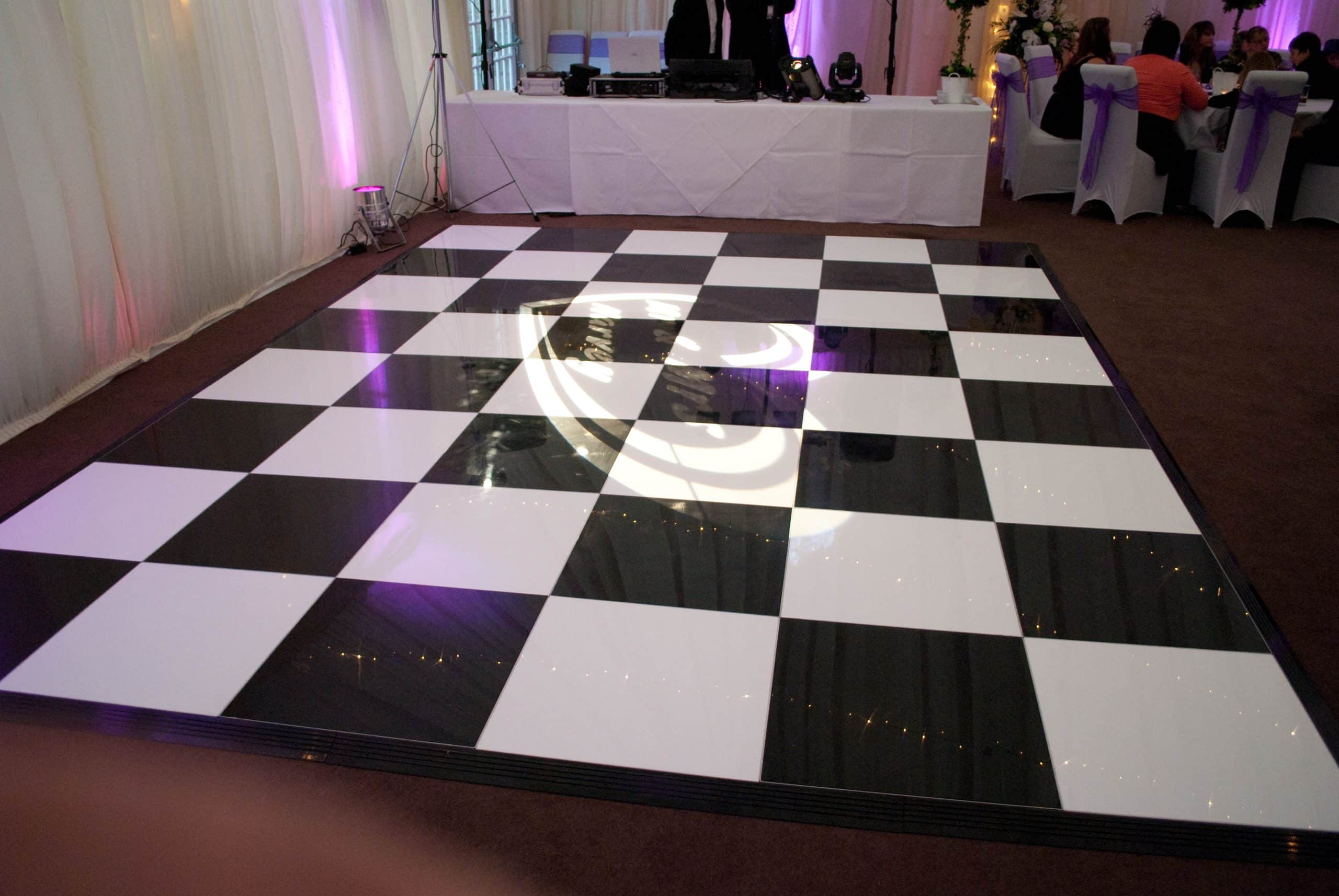 Black And White Dance Floor Wedding Venue Lighting Event Lighting 