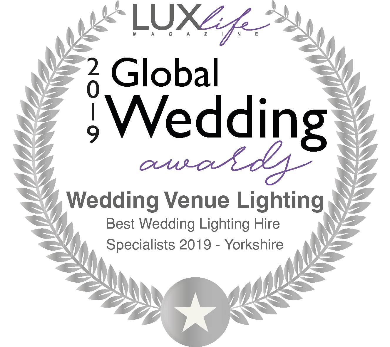 Wedding Venue Lighting recognised by LUXlife Magazine in the 2019 Best of the Wedding Industry awards as a Lighting Hire Specialist in Yorkshire.
