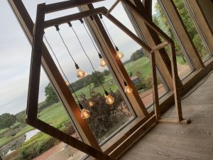 Hexagon Geometric Wedding Arbor Arch With Edison Lamps Hire