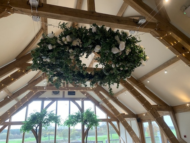 Fairy Lights With Silk Greenery With Pops Of Neutral Tones Floral Hoop